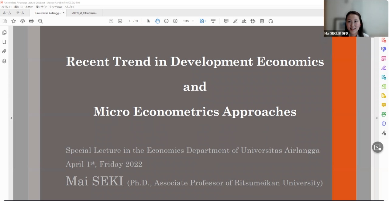 Guest Lecture : Recent Trends in Development Economics and Micro Empirical Approaches